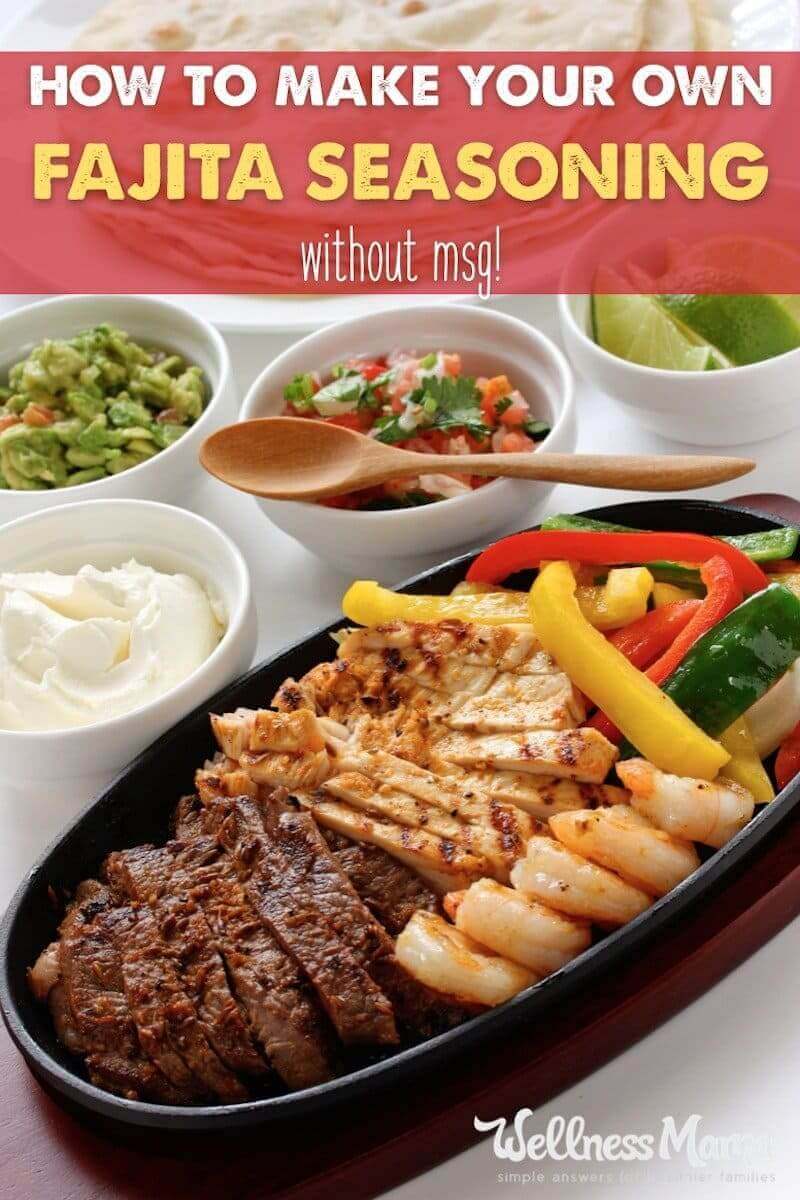 This DIY fajita seasoning recipe is great on fajita salad, slow cooker fajita meat or even stir frys and omelets. Real food ingredients and no MSG.